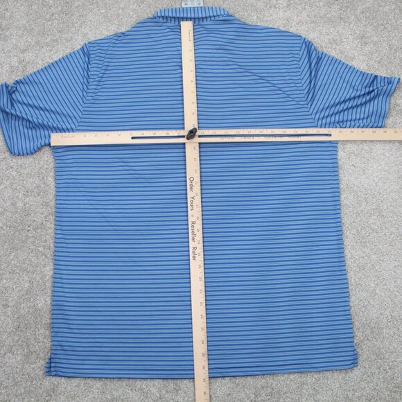 Greg Norman ML75 Polo Shirt NWT Mens XL Blue Striped Play Dry S/S Polyester - Picture 10 of 12